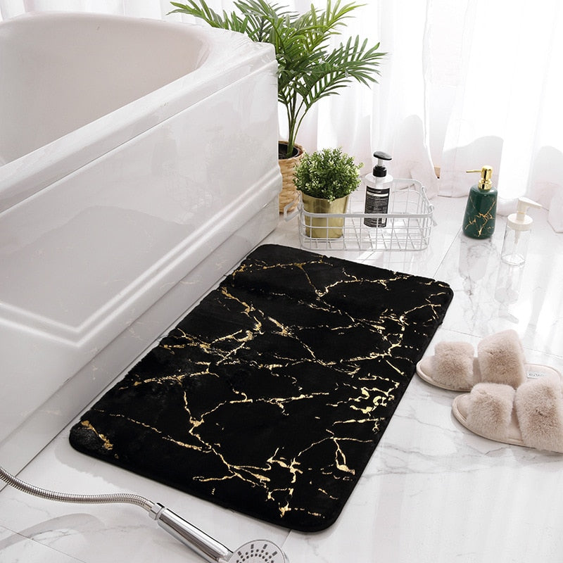 Tapis de bain ultra-absorbant effet marbre 