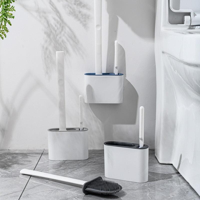 Brosse de toilette en silicone avec support - DealValley