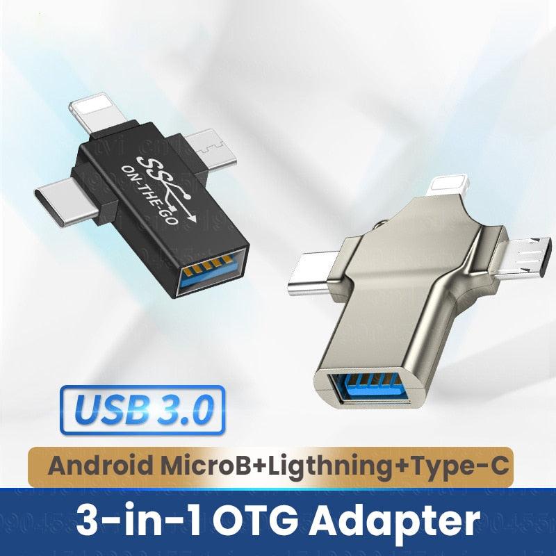 Connecteur USB 3 en 1 universel - USB, Iphone, Android, PC, Tablette - DealValley