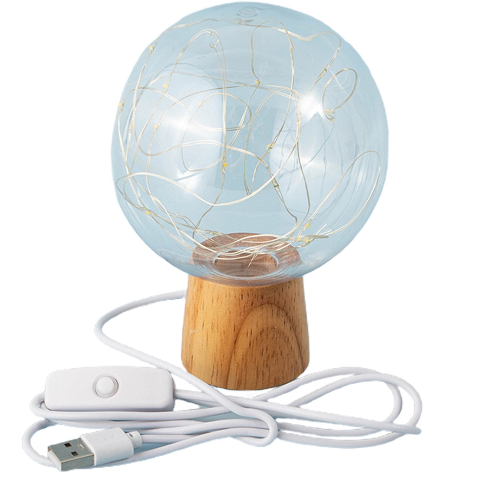 Lampe boule de cristal et guirlande