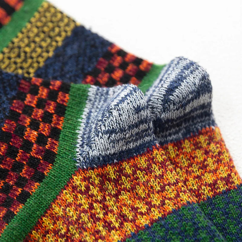 Lot de 10 paires de chaussettes en laine de mouton authentique - Style rétro