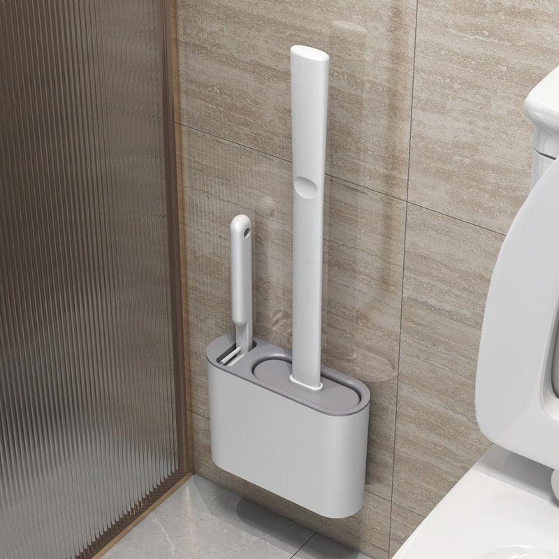 Brosse de toilette en silicone avec support - DealValley