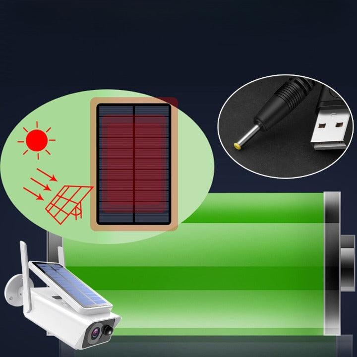 Camera de surveillance avec panneau solaire amovible