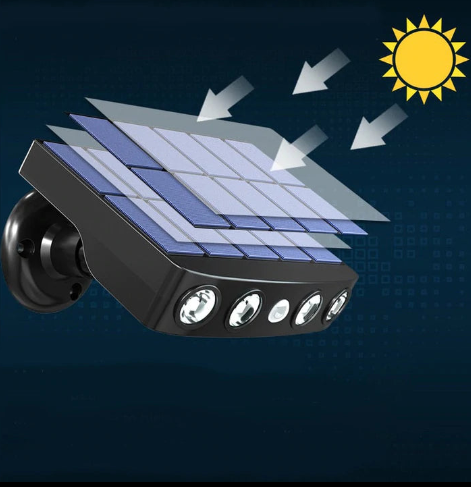 Lampe solaire rotative 3 modes -Système PIR