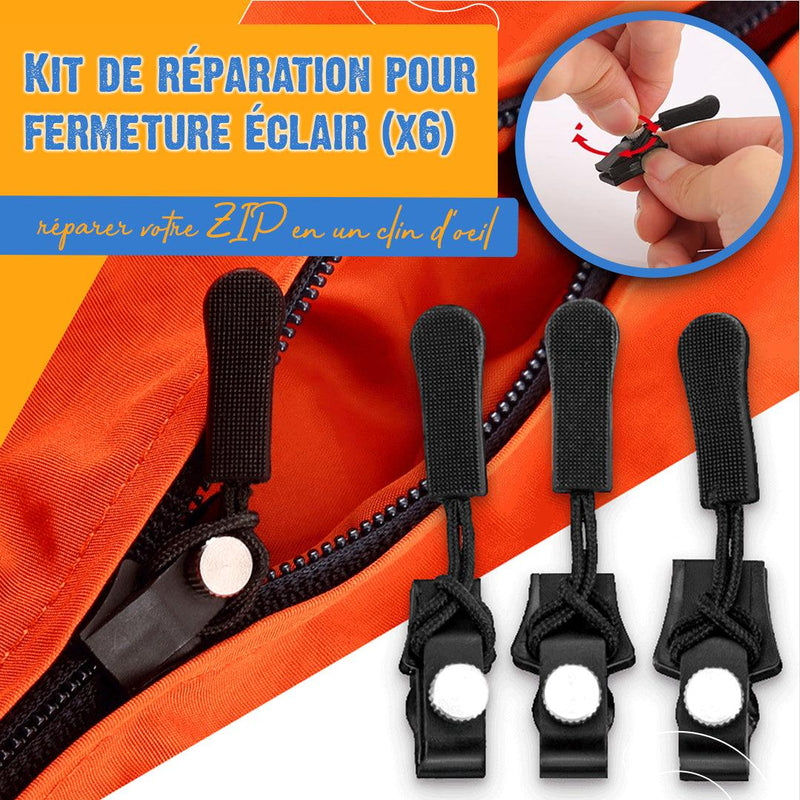 Kit de Réparation éclair Zip Fermeture Eclair 6pcs Fix Zipper 3 tailles